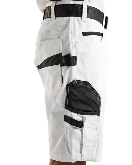 Blaklader Painter's Shorts with Stretch 1094 #colour_white-dark-grey