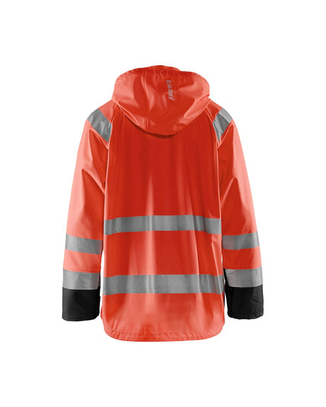 Blaklader Rain Jacket Hi-Vis Level 1 4323 #colour_red-hi-vis-black