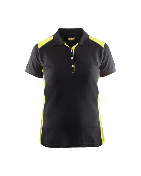 Blaklader Women's Polo Shirt 3390 #colour_black-hi-vis-yellow