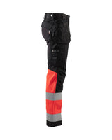 Blaklader Hi-Vis Trousers with Stretch 1558 - Black/Hi-Vis Red