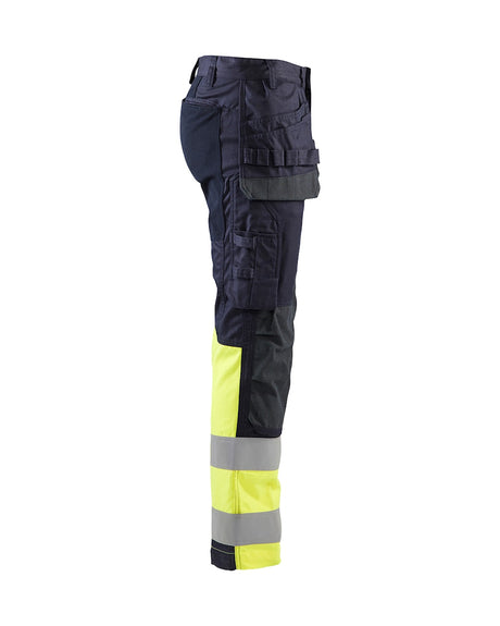 Blaklader Multinorm Inherent Trousers with Stretch 1487 #colour_navy-blue-hi-vis-yellow