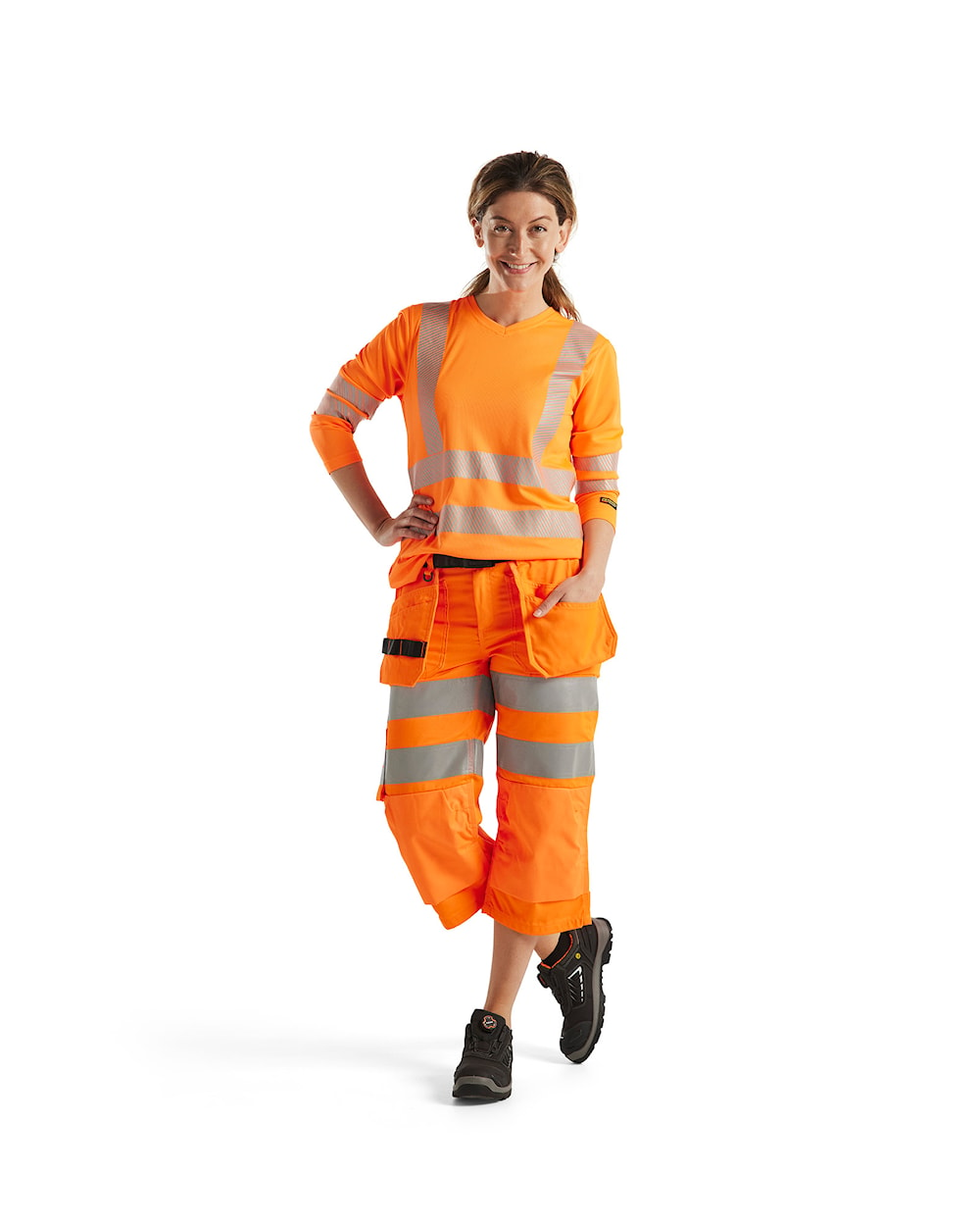 Blaklader Women's Hi-Vis T-Shirt Long Sleeve 3485 #colour_orange