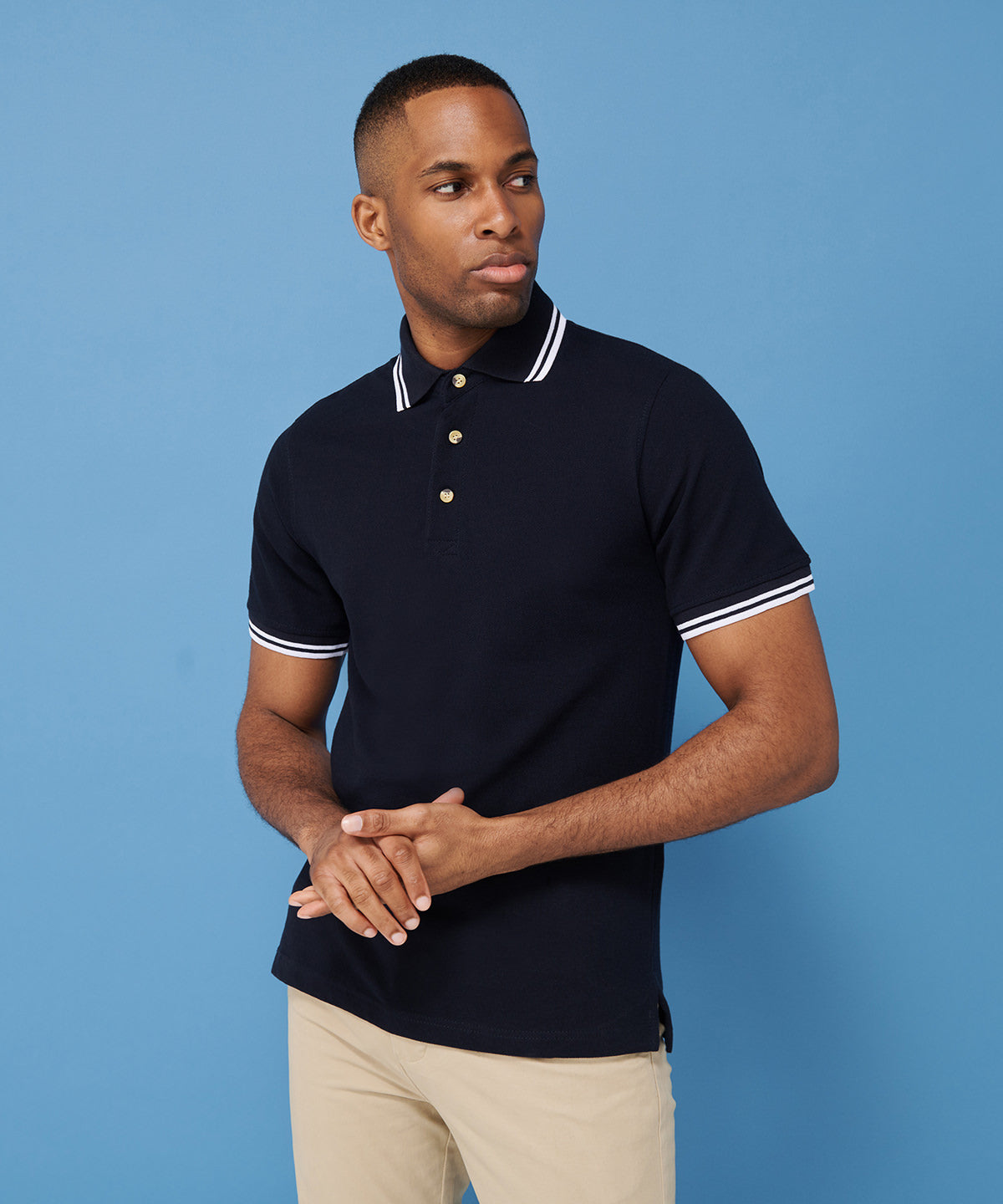 Henbury Double Tipped Collar And Cuff Polo Shirt