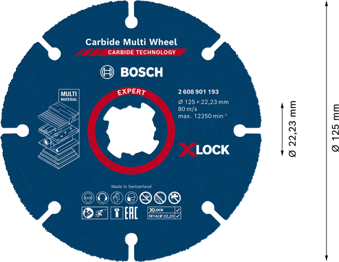 Bosch Professional Expert X-LOCK Carbide Multi Wheel Cutting Disc - 125mm x 1mm x 22.23mm