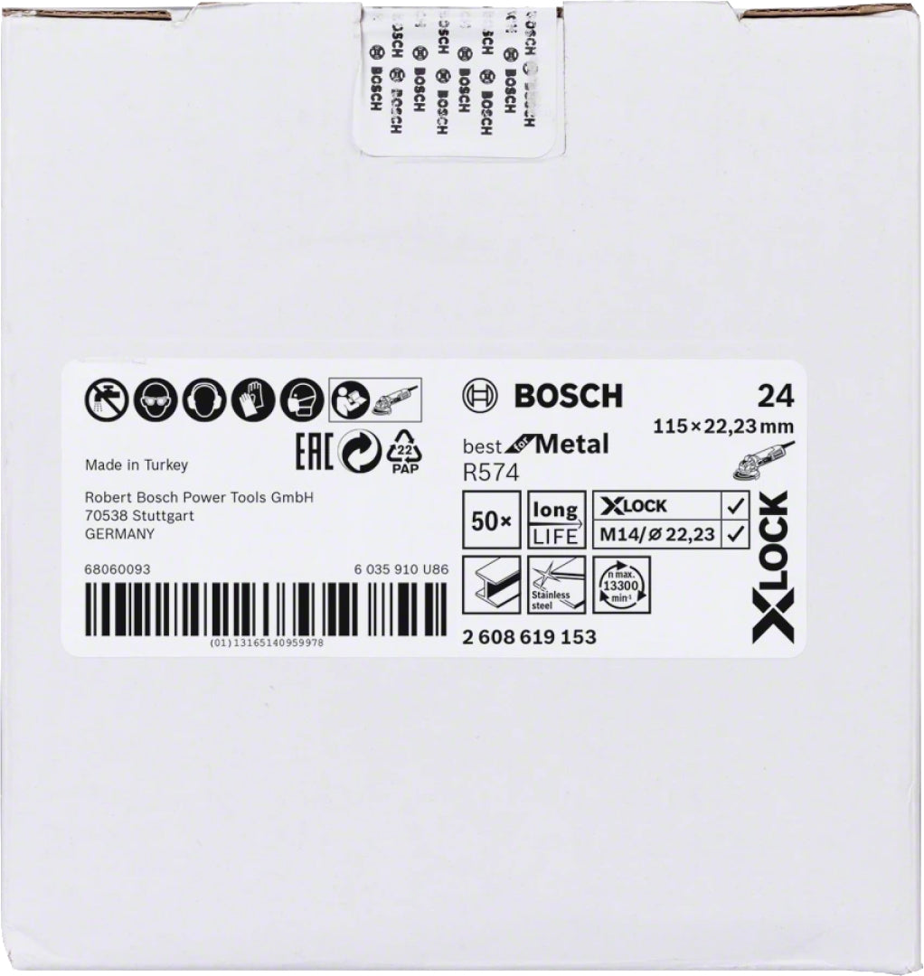 Bosch Professional X-LOCK Fibre Sanding Discs - 115mm G 24 R574 - Best for Metal