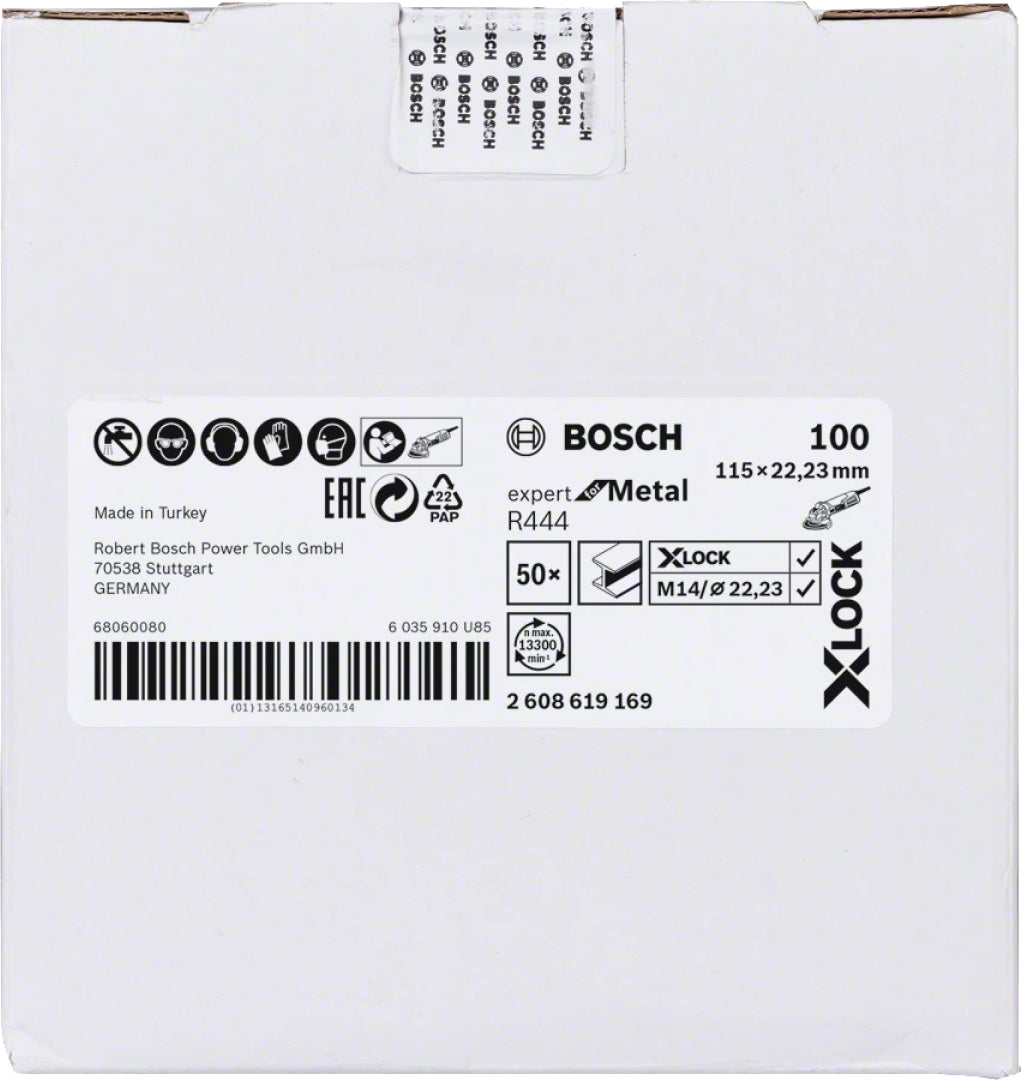 Bosch Professional X-LOCK Fibre Sanding Discs - 115mm G100 R444 Expert for Metal