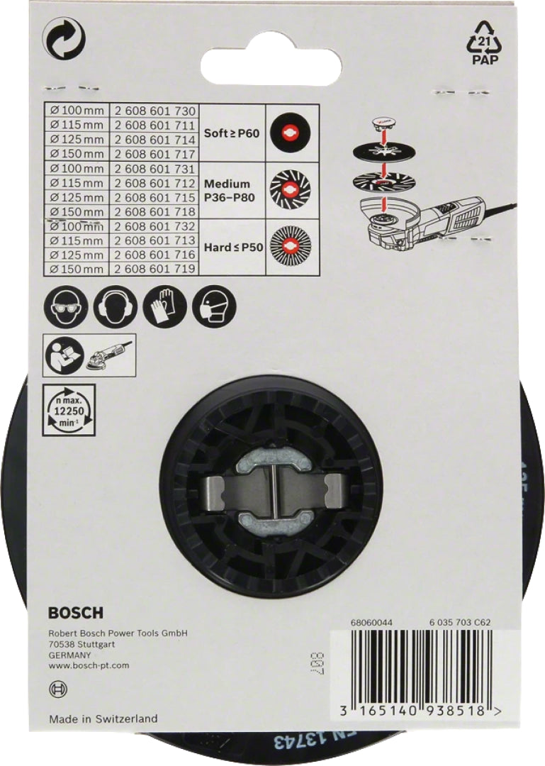 Bosch Professional X-LOCK Backing Pad - Medium, 115mm, 13,300 RPM