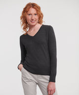 Russell Collection Women's V-Neck Knitted Sweater