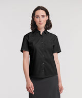 Russell Collection Women's Short Sleeve Pure Cotton Easycare Poplin Shirt