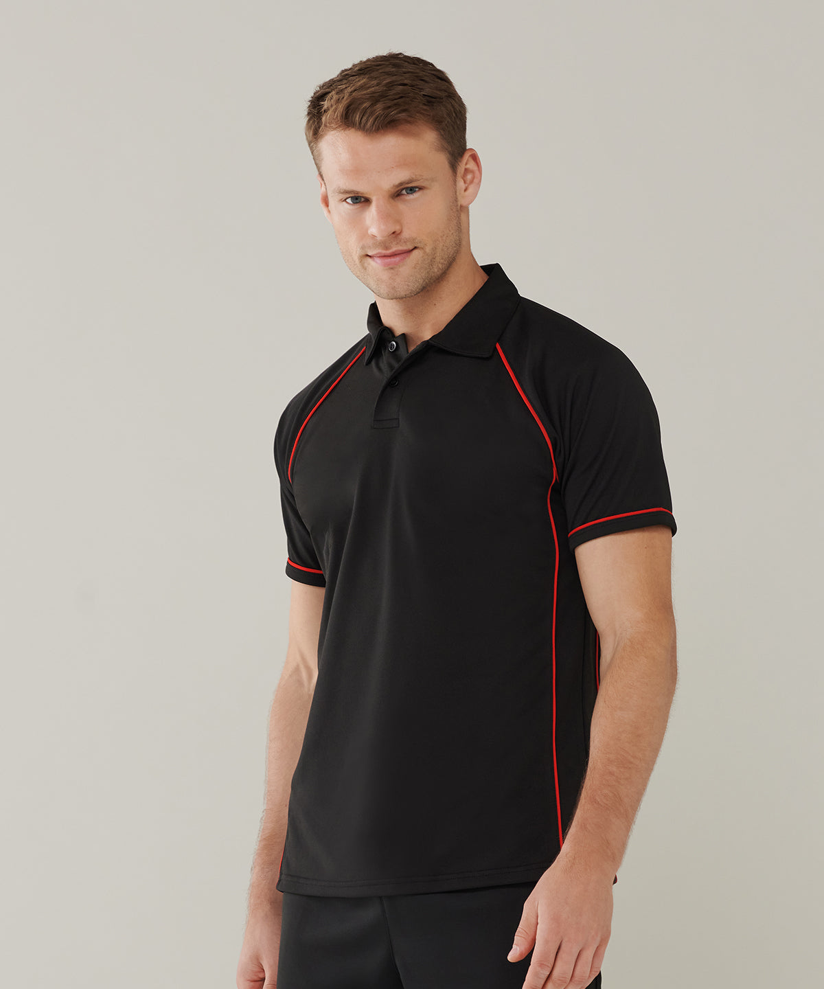 Finden & Hales Piped Performance Polo - Black/Red†