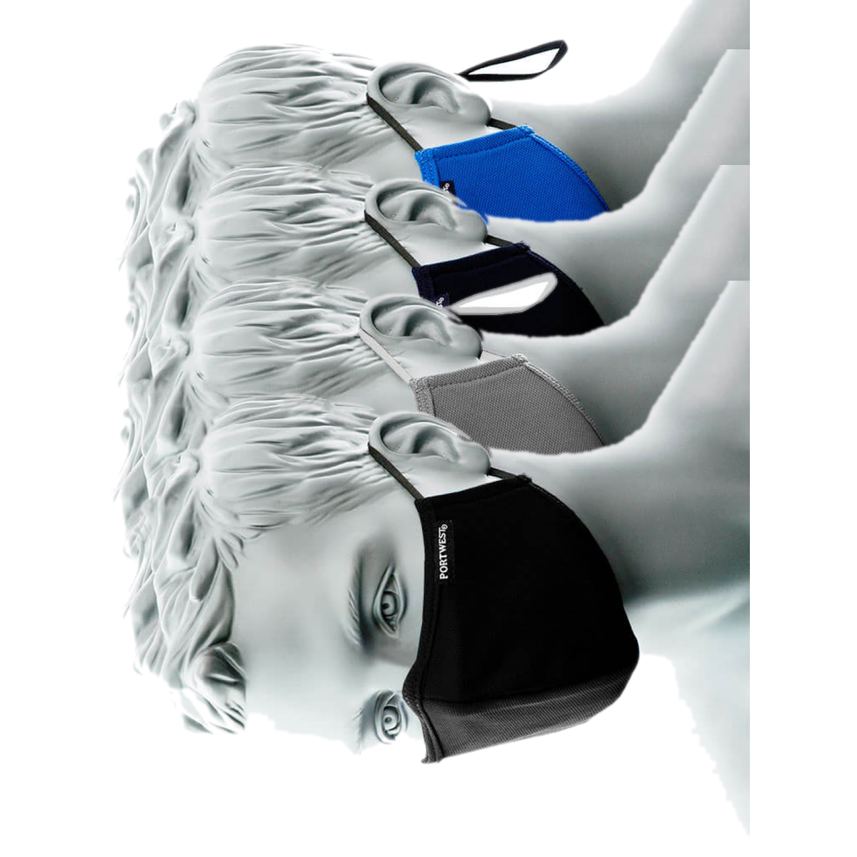 Portwest 2-Ply Anti-Microbial Fabric Face Mask with Nose Band