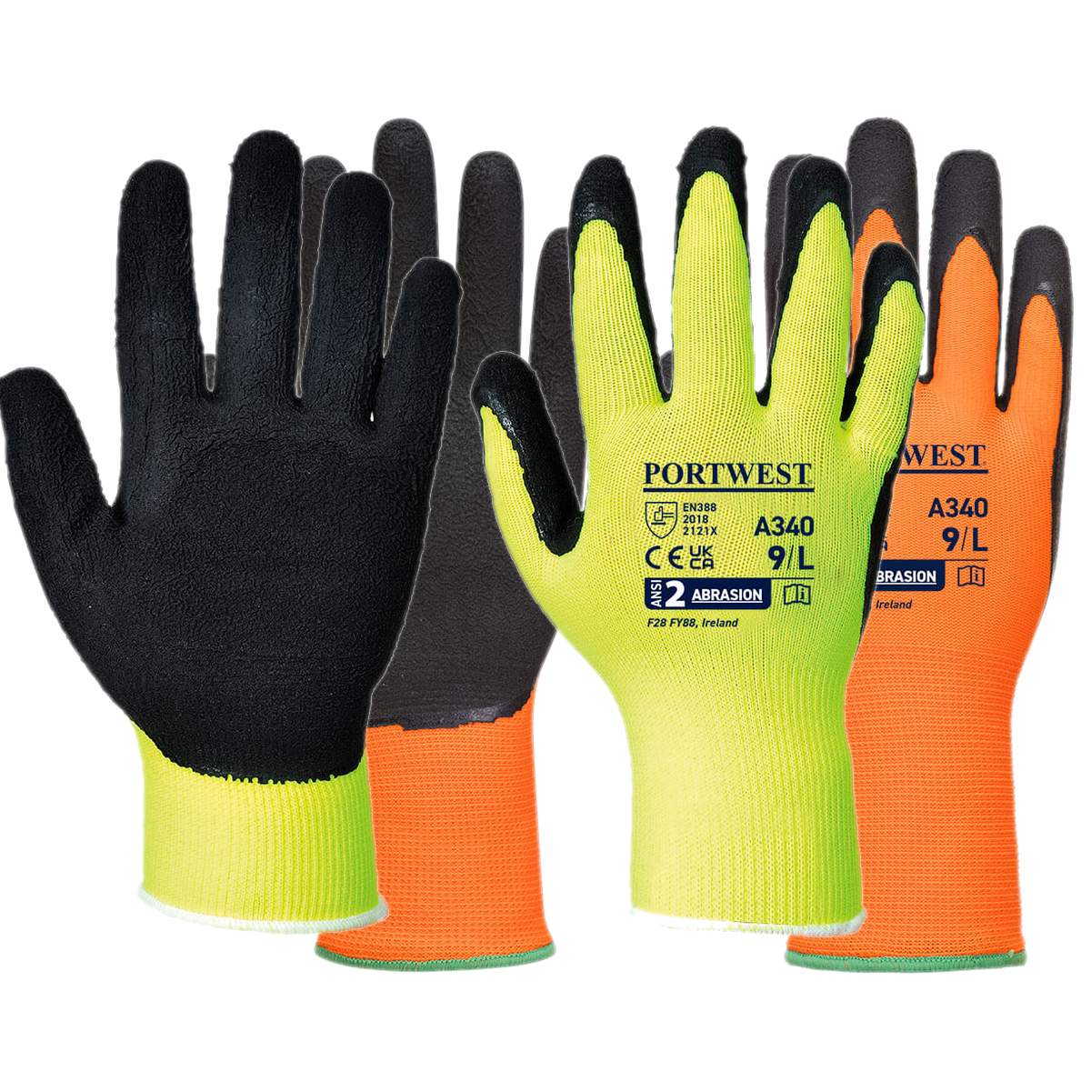 Portwest Hi Vis Grip Glove - Latex