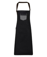 Premier Division Waxed-Look Denim Bib Apron With Faux Leather