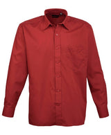 Premier Long Sleeve Poplin Shirt - Burgundy