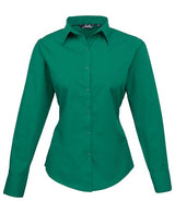 Premier Women's Poplin Long Sleeve Blouse - Emerald