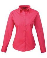 Premier Women's Poplin Long Sleeve Blouse - Hot Pink