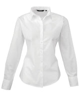 Premier Women's Poplin Long Sleeve Blouse - White