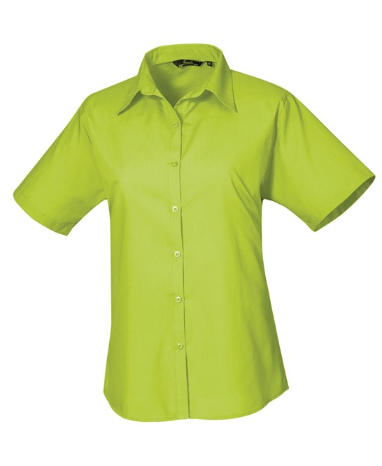 Premier Women's Short Sleeve Poplin Blouse - Lime