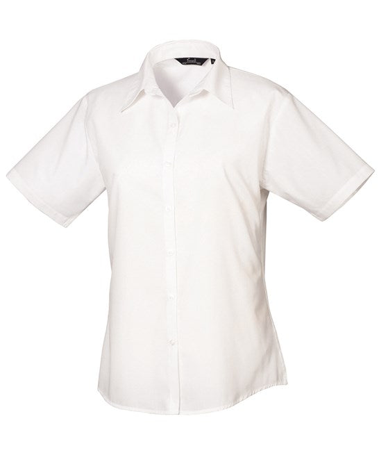 Premier Women's Short Sleeve Poplin Blouse - White