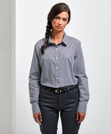 Premier Women's Microcheck (Gingham) Long Sleeve Cotton Shirt