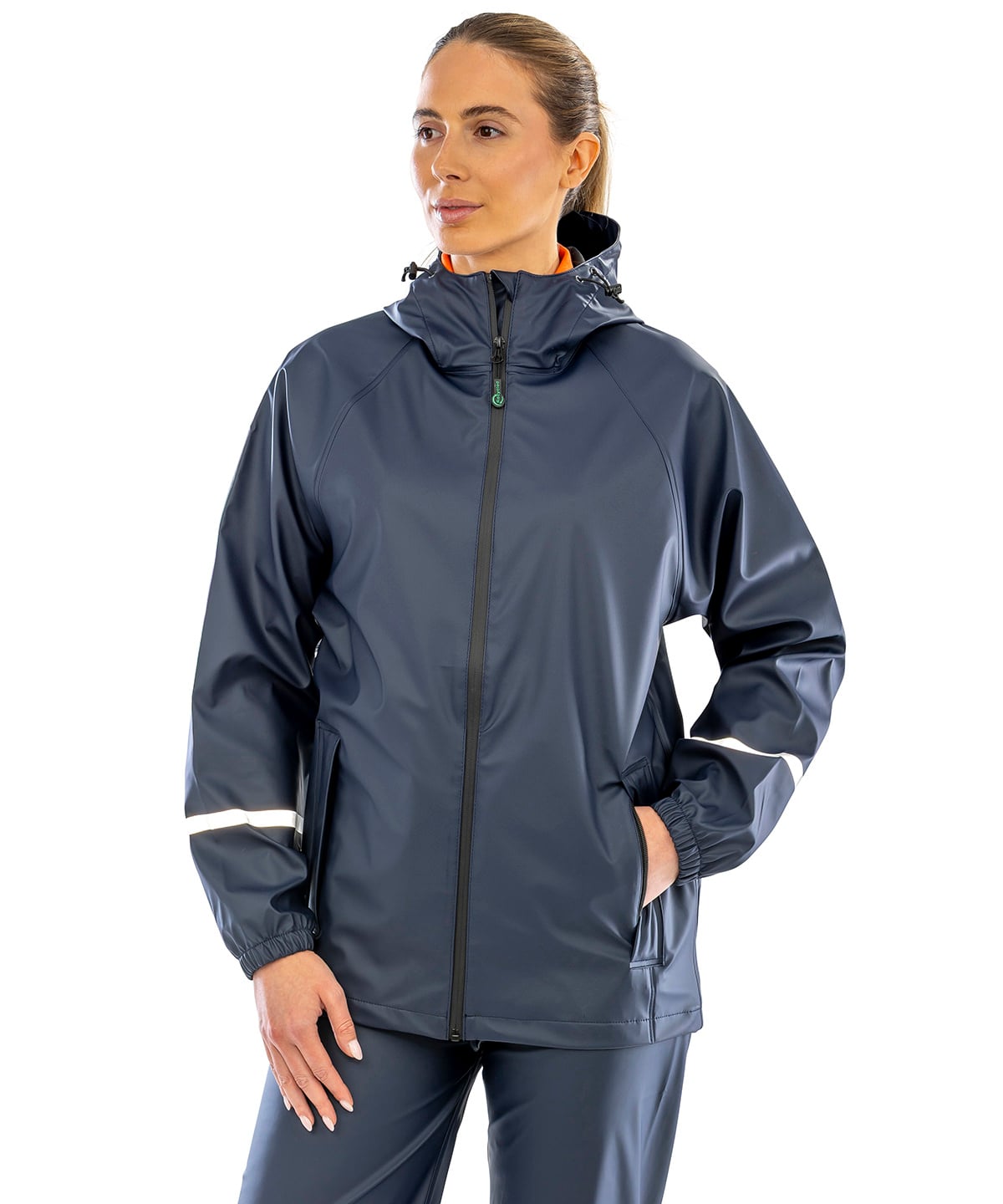Result Recycled R915X Prism Pu Waterproof Jacket With Reflective Bands And Recycled Backing