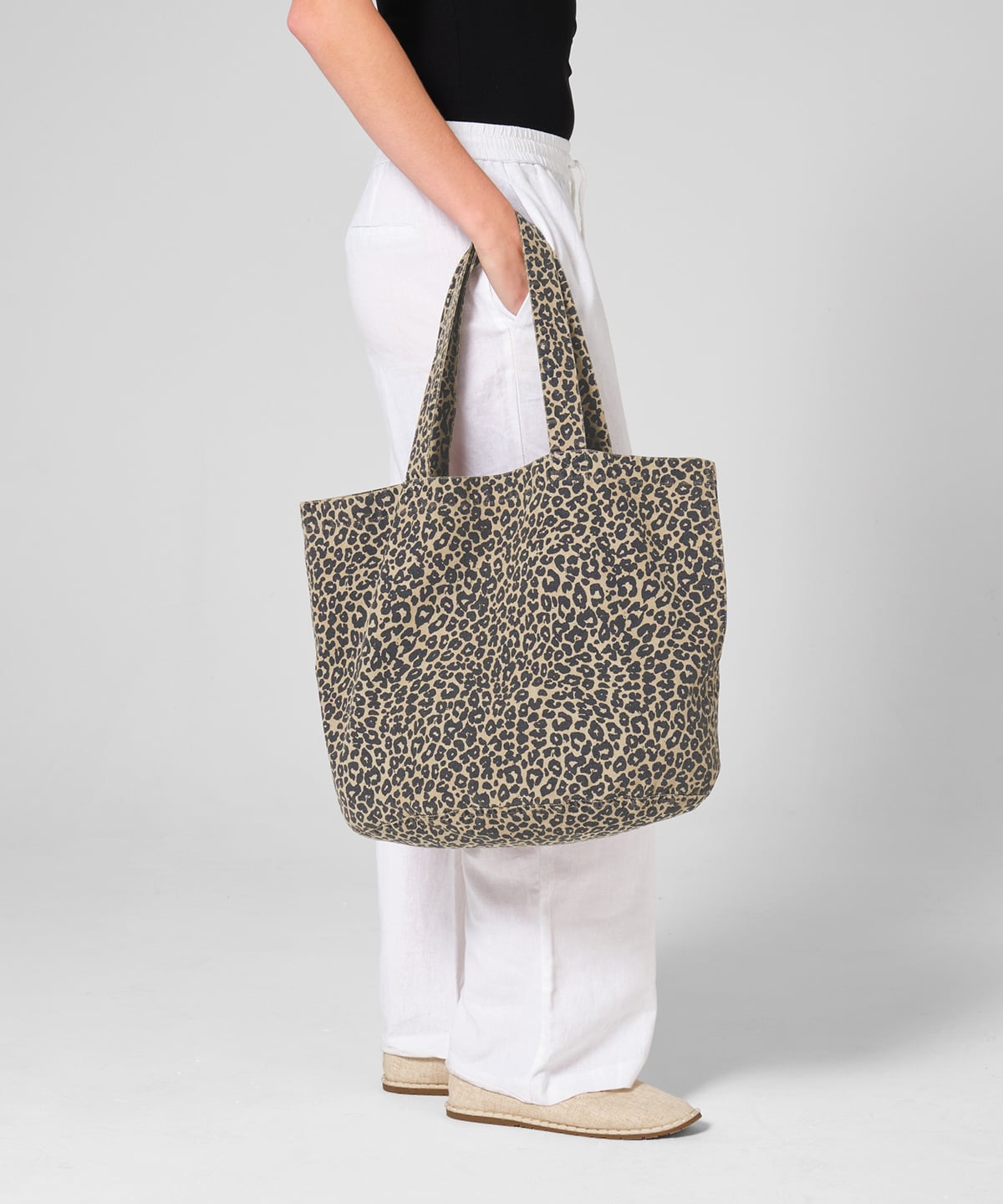 Westford Mill WM335 Leopard Print Canvas Shopper