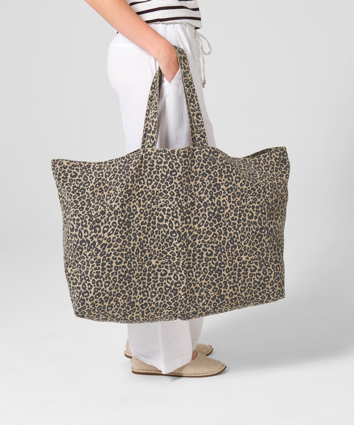 Westford Mill WM336 Leopard Print Canvas Oversized Tote Bag