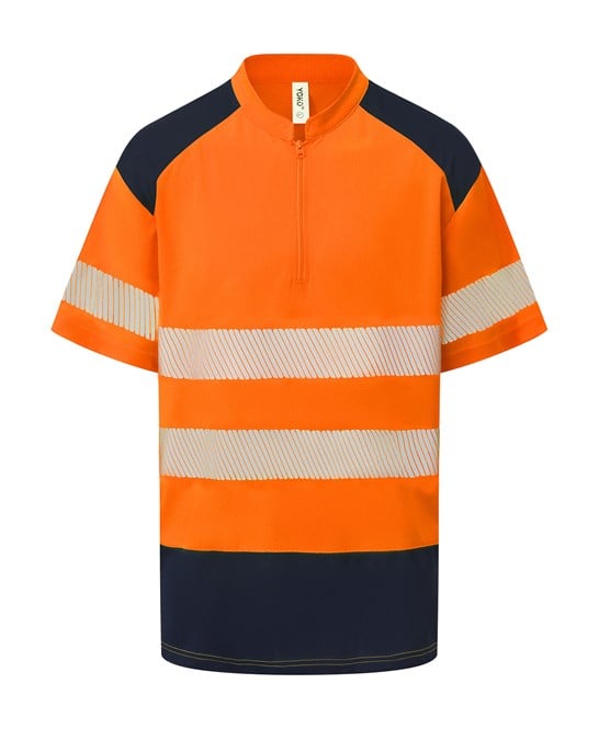 Yoko YK053 Hi-Vis Mandarin Collar Zip Neck Comfort Trim Polo (hvj230)