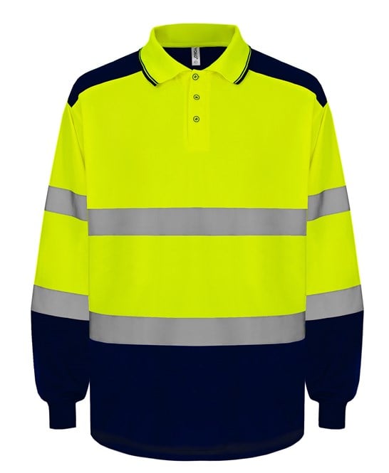 Yoko YK055 Hi-Vis Two-Tone Long Sleeve Polo (hvj330)