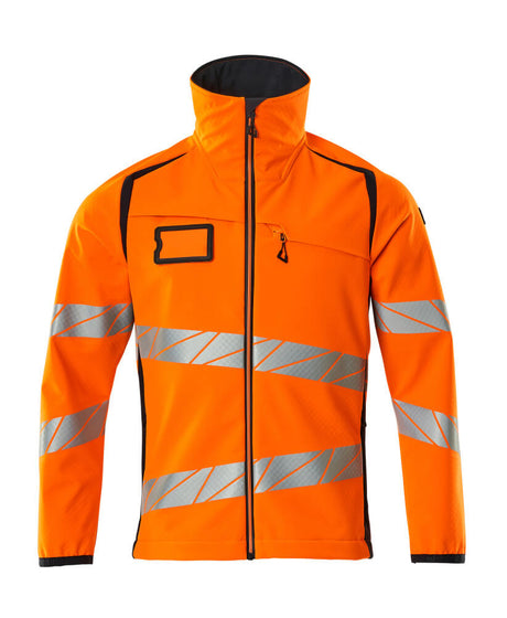 Mascot Accelerate Safe Softshell Jacket #colour_hi-vis-orange-dark-navy