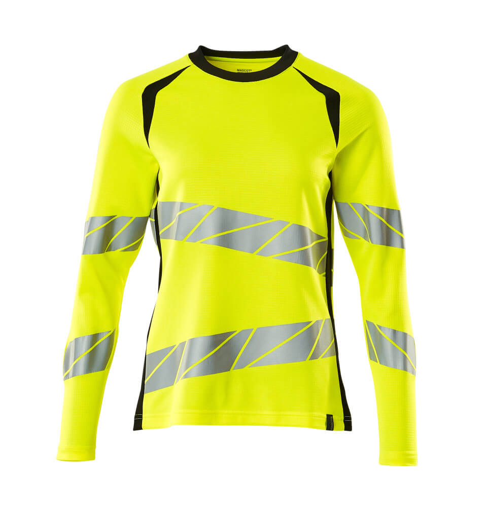 Mascot Accelerate Safe Ladies Fit Long-Sleeved T-shirt #colour_hi-vis-yellow-black