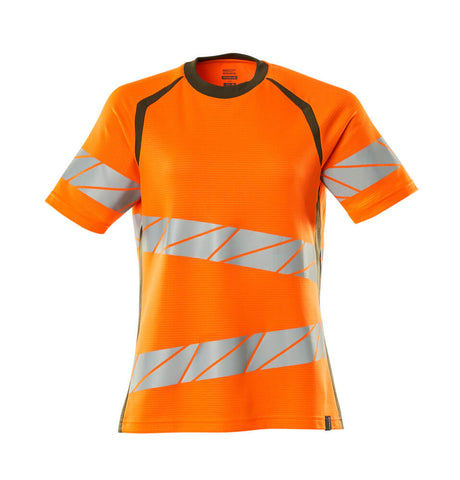 Mascot Accelerate Safe Ladies Fit T-shirt #colour_hi-vis-orange-moss-green