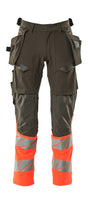 Mascot Accelerate Safe Trousers with Holster Pockets - Dark Anthracite/Hi-Vis Red #colour_dark-anthracite-hi-vis-red