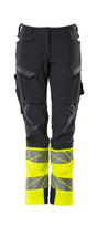 Mascot Accelerate Safe Ladies Diamond Fit Trousers with Kneepad Pockets - Navy/Hi-Vis Yellow #colour_navy-hi-vis-yellow