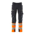 Mascot Accelerate Safe Trousers with Kneepad Pockets - Dark Navy/Hi-Vis Orange #colour_dark-navy-hi-vis-orange