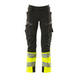 Mascot Accelerate Safe Trousers with Kneepad Pockets - Black/Hi-Vis Yellow #colour_black-hi-vis-yellow