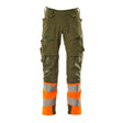 Mascot Accelerate Safe Trousers with Kneepad Pockets - Moss Green/Orange #colour_moss-green-orange