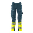 Mascot Accelerate Safe Trousers with Kneepad Pockets - Dark Petroleum/Hi-Vis Yellow #colour_dark-petroleum-hi-vis-yellow