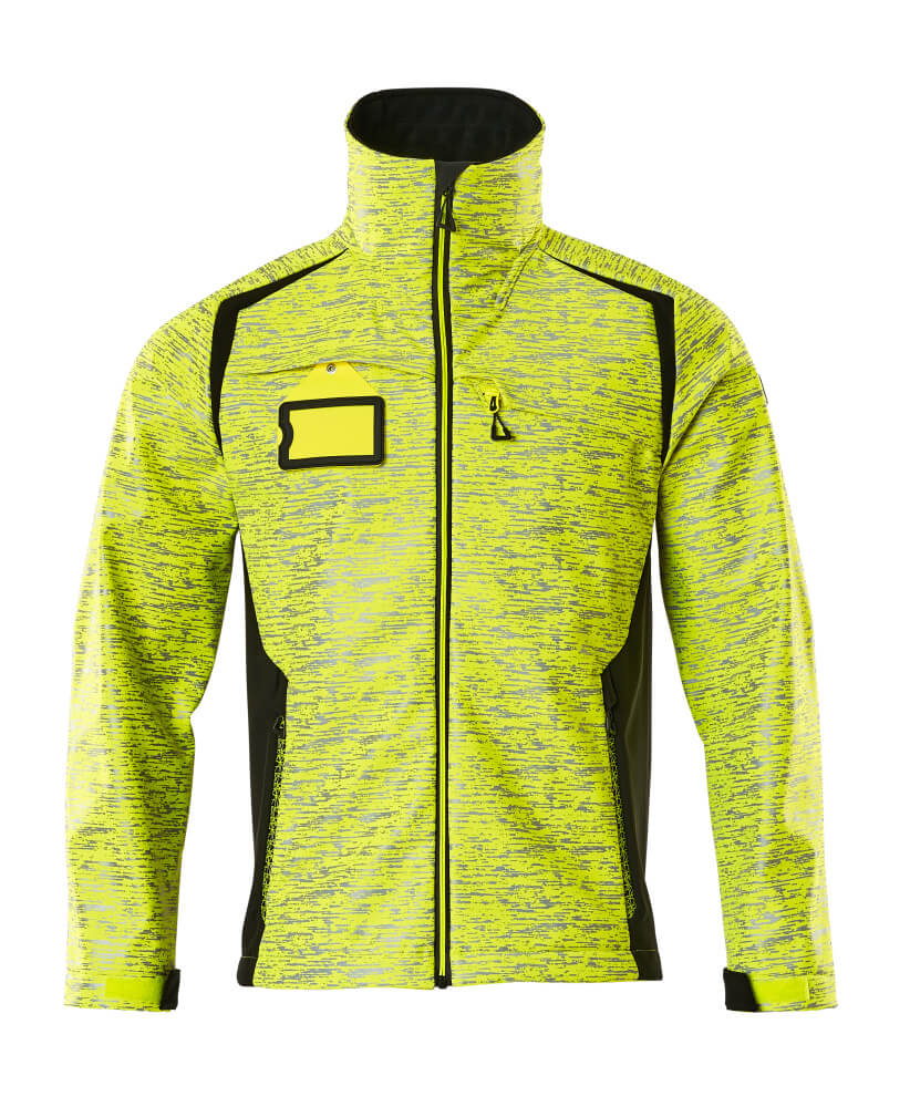 Mascot Accelerate Safe Softshell Jacket with Reflectors #colour_hi-vis-yellow-black