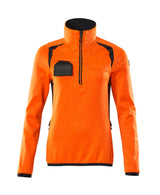 Mascot Accelerate Safe Ladies Half Zip Microfleece #colour_hi-vis-orange-dark-navy