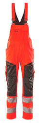 Mascot Accelerate Safe Bib & Brace with Kneepad Pockets - Hi-Vis Red/Dark Anthracite #colour_hi-vis-red-dark-anthracite