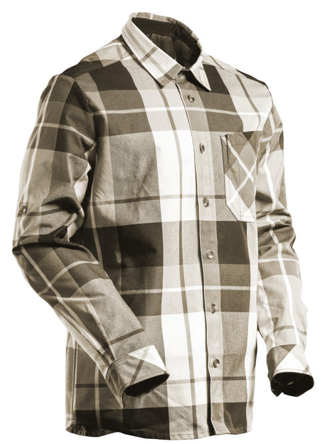 Mascot Customized Checked Flannel Shirt #colour_dark-sand-checked