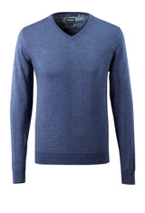 Mascot Frontline Merino Wool Knitted V-Neck Jumper #colour_blue-flecked