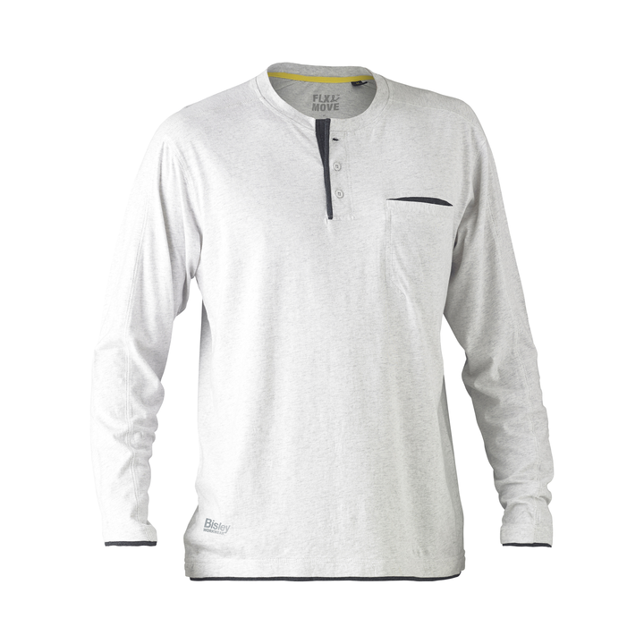 Bisley Flex & Move Long Sleeve Cotton Henley T-Shirt