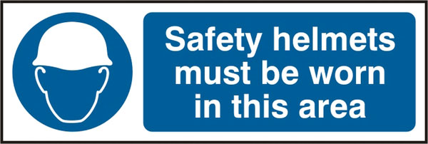 Bsafe Safety Helmets Must Be Worn Sign White/Blue