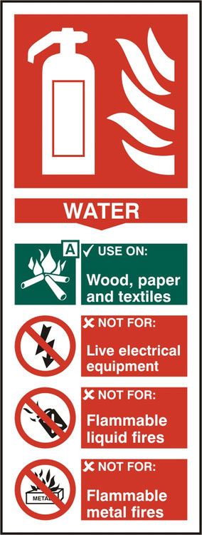 Bsafe Fire Extinguisher Water Sign Red