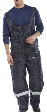 Beeswift Coldstar Freezer Bib Trousers Navy Blue