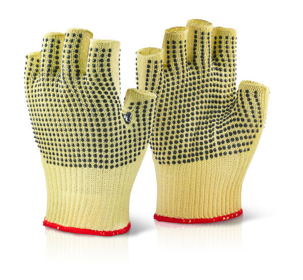 Beeswift Reinforced Fingerless Dotted Glove Yellow