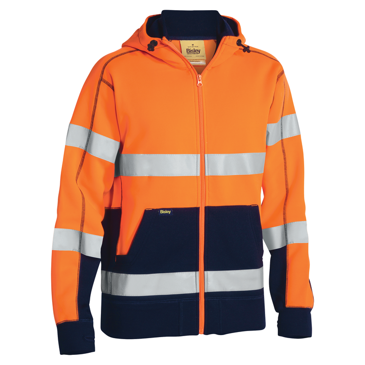 Bisley Taped Hi Vis Front Zip Fleece Hoodie