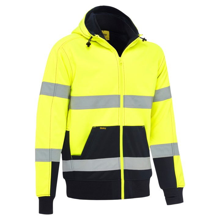 Bisley Taped Hi-Vis Zip Fleece Hoodie with Sherpa Lining